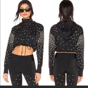 Koral‎ Activewear Star-Print Hooded Sweatshirt Pullover Size L Black